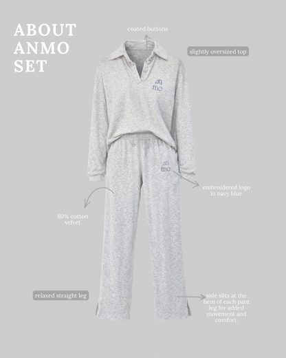 Iconic soft gray velvet set