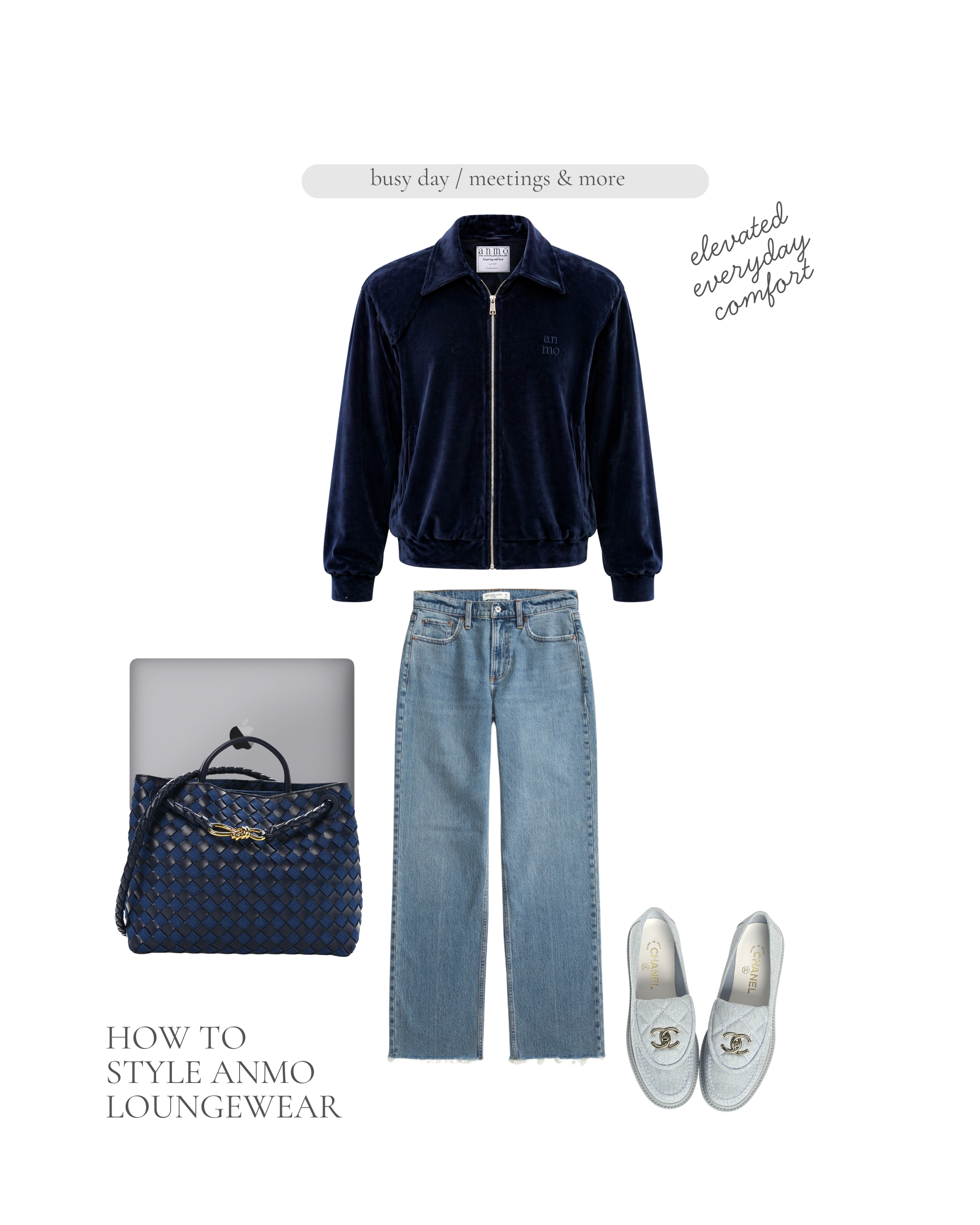 Anmo soft bomber — navy blue