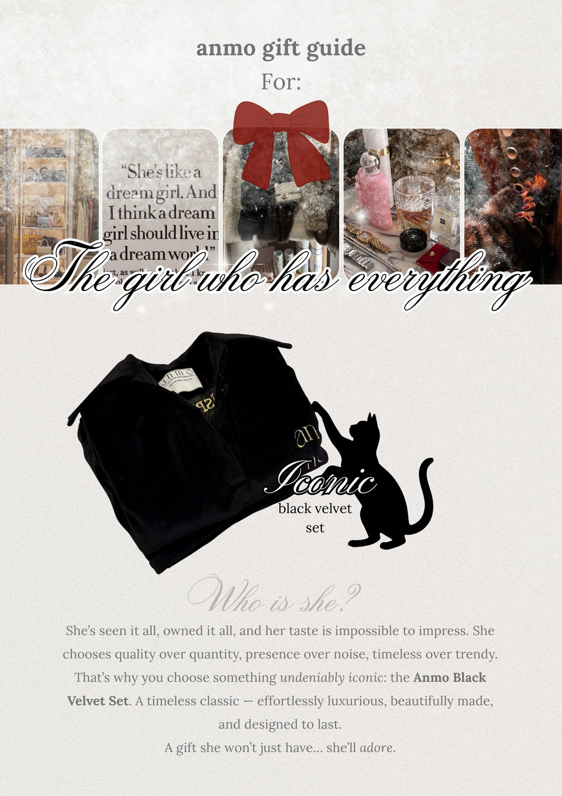 Iconic black velvet set for the girl who has everything