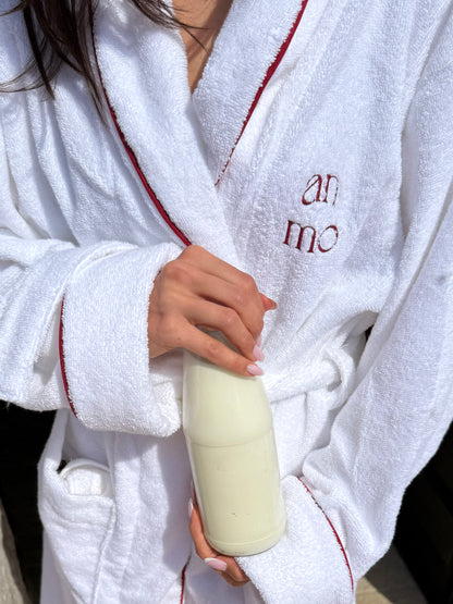Soft white bathrobe