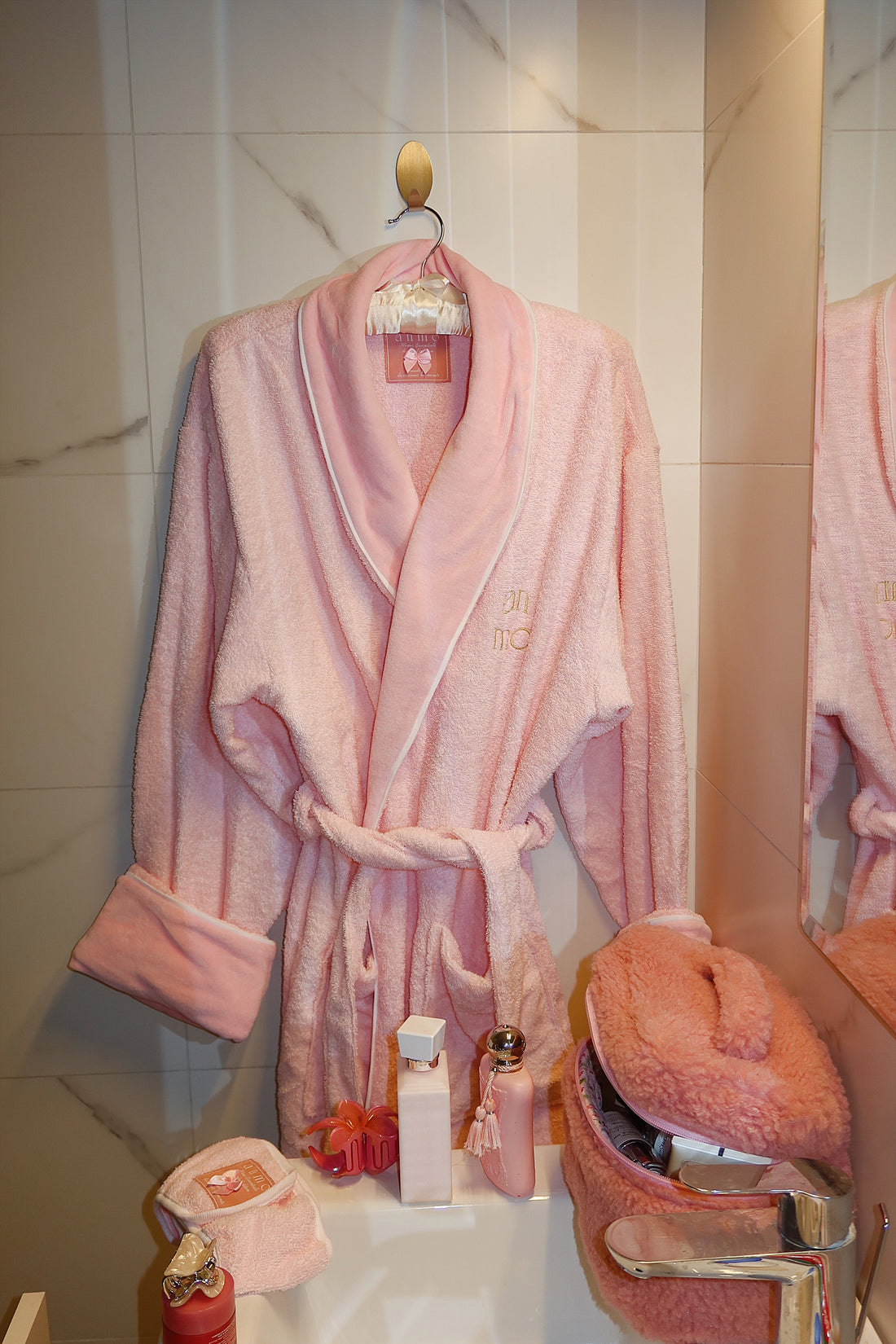Soft baby pink bathrobe