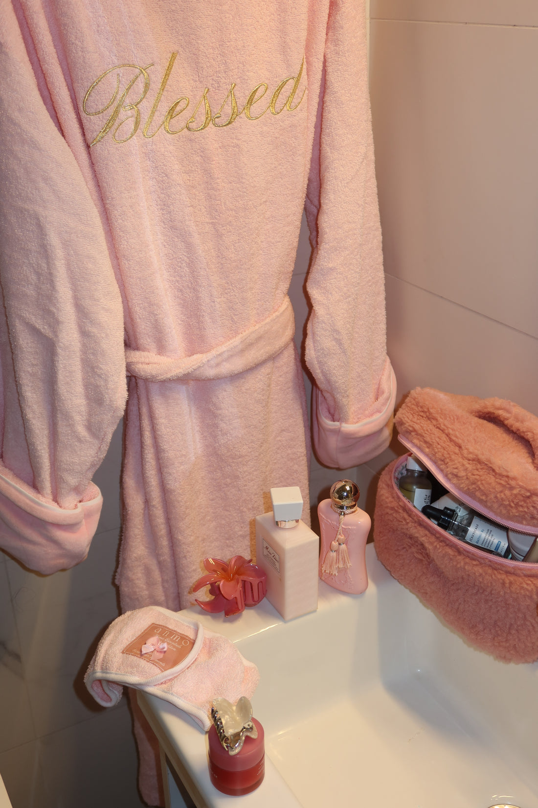 Soft baby pink bathrobe